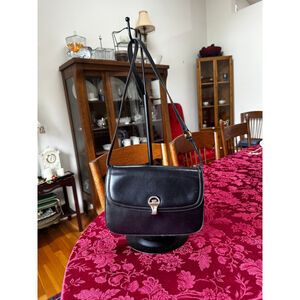 Gucci Vintage Black Leather Shoulder Bag w/ Gold Hardware